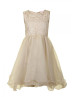 A-line Champagne Lace Knee Length Flower Girl Dress